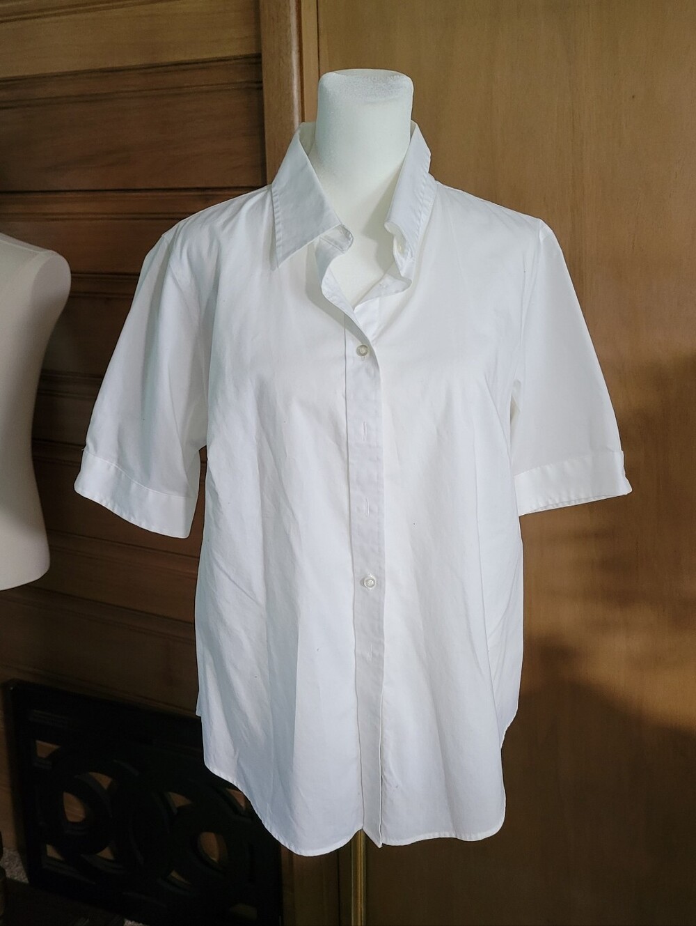 Classic White Short-Sleeve Button-Front Blouse